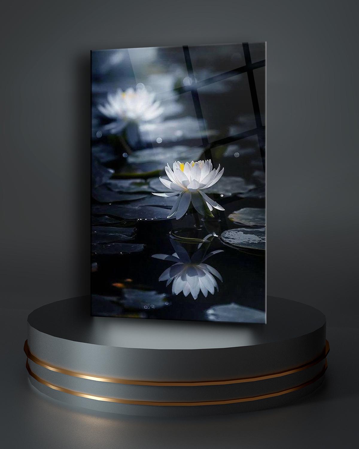 Lotus Flower Glass Wall Art Zen Inspired Botanical Print Modern ...
