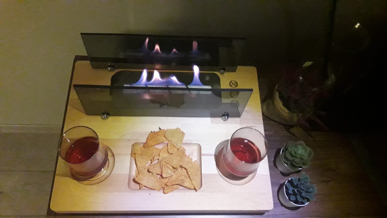 Dining Table Decor, Wooden Fire Pit,desktop Fire Pit, Tabletop ...