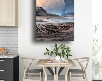 Mars landschap glaskunst moderne ruimte en planeet decor Mars thema helder glazen paneel rode planeet muur decor