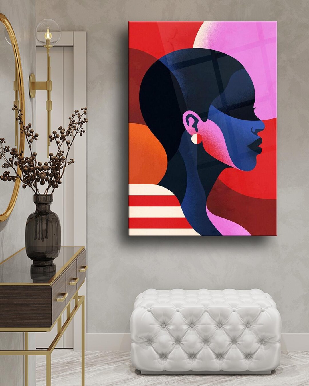 Colorful Woman Wall Art - Abstract Female Portrait Canvas Modern Woman ...