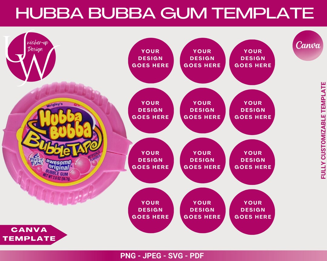 Hubba Bubba Bubble Gum Tape Template Bubble Gum Tape Label Etsy UK