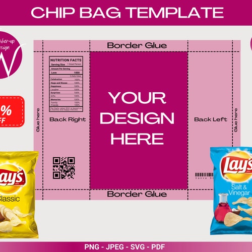 EDITABLE Chip Bag Template Chip Bag Template Canva Chip Bag Etsy Ireland