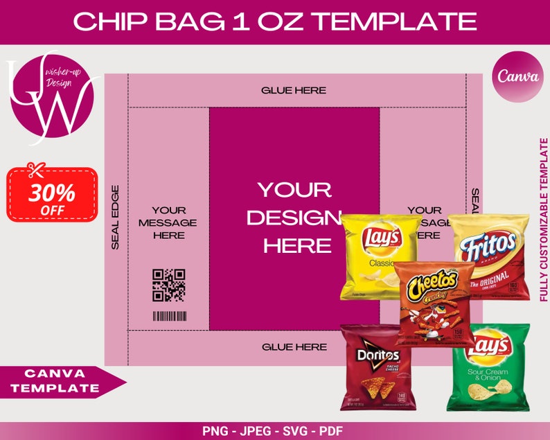 Chip Bag Template Canva Chip Bag Nutritional Label Chip Bag Etsy