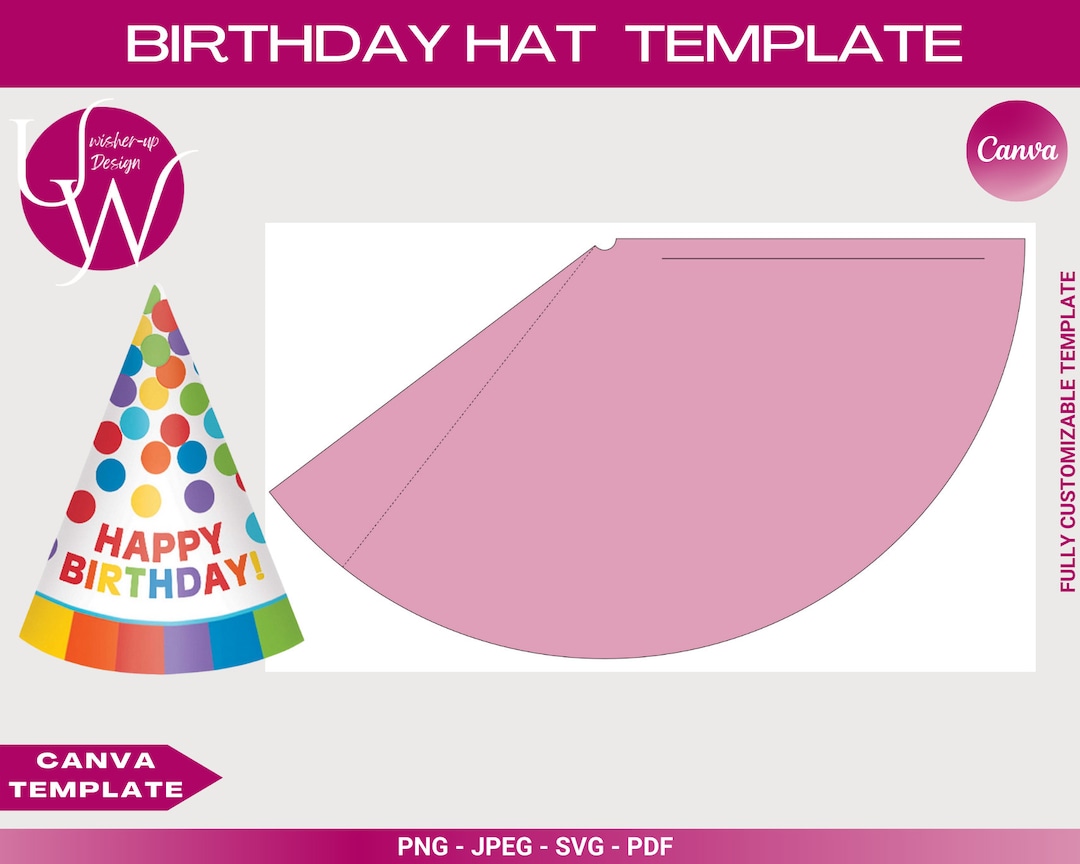 Party Hat Template Party Hat SVG Birthday Hat Template - Etsy