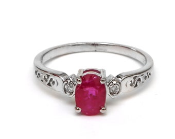 Natural Oval Ruby 925 Sterling Silver Ring: Gemstone Handmade Jewelry, Promise Ring