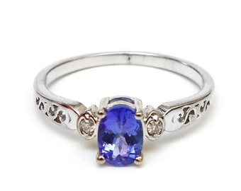 Natural Oval Tanzanite Sterling Silver Ring: Gemstone Jewelry, December Birthstone, Promise Ring
