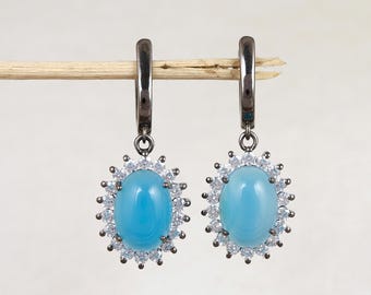 Chalcedony Gemstone Dangle Earring, 925 Sterling Silver, Handmade Gemstone Jewelry, Gift For Her