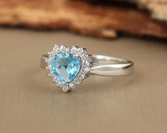 Blue Topaz Ring, December Birthstone, Sterling Silver Jewelry, Anniversary & Birthday Gift For Her