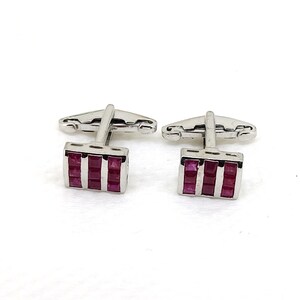 Natural Ruby Gemstone Men's Cufflinks: Square Cut Gemstone Cuffs, 925 Sterling Silver groomsmen gifts
