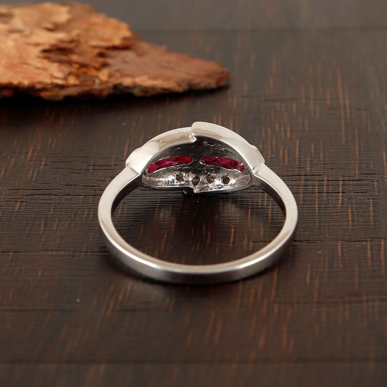 Natural Ruby Gemstone Stackable Ring: 925 Sterling Silver, Boho Band Dainty Birthstone Ring, Gifts image 4
