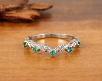 Round Green Emerald Ring, 925 Sterling Silver, May Birthstone, Handmade Gemstone Jewelry, Gifts