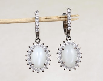 Handmade Moonstone Sterling Silver Earring, Natural Gemstone Jewelry, Birthday Gift For Her