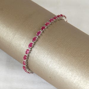 Oval Ruby Gemstone Bracelet, 925 Sterling Silver, July Birthstone, Handmade Gemstone Jewelry, Gifts