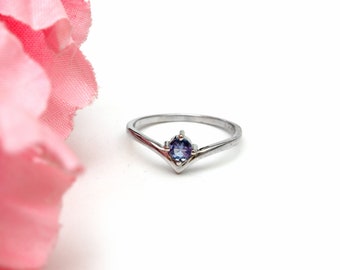 Natural Tanzanite Sterling Silver Ring: Gemstone Handmade Jewelry, Birthstone Ring