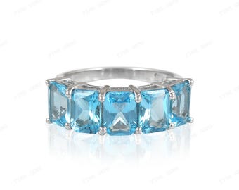 Natural Blue Topaz Ring, December Birthstone, 925 Sterling Silver, Birthday Gift For Her