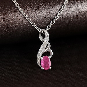 925 Sterling Silver Ruby Pendant, July Birthstone, Handmade Gemstone Jewelry, Anniversary Gift