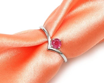Bague en argent sterling avec rubis naturel et pierre de naissance : bijoux faits main avec pierres précieuses, cadeau pour elle