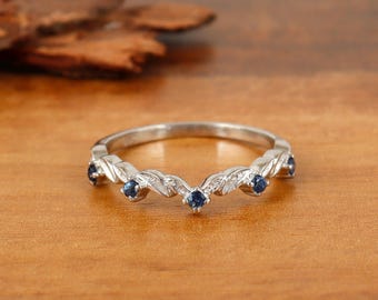 Blue Sapphire Gemstone Ring, 925 Sterling Silver, September Birthstone, Round Gemstone Jewelry, Gifts