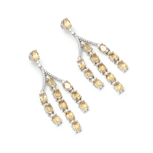 Natural Citrine Dangle Earrings-925 Sterling Silver Stud Earrings-Oval Cut Gemstone Citrine Earrings-November Birthstone Studs-Gift for Her