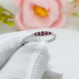 Natural Ruby Sterling Silver Ring: July Birthstone Jewelry | Minimalist Anniversary Gift for Her, Personalized Jewelry