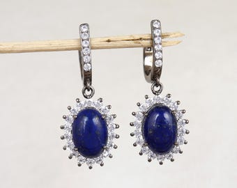 Lapis Lazuli Earring, 925 Sterling Silver, September Birthstone, Handmade Gemstone Jewelry, Gift For Her