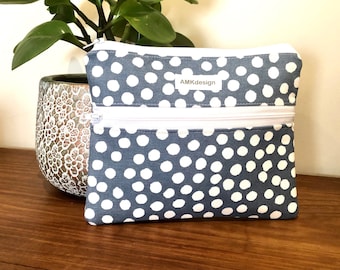 Makeup Cosmetic Pouch, Makeup Bag, Utility Purse, Travel Pouch, Double Zipper, Gift for Mum, Wife, Partner, Friend, Printed, Plain, Lined