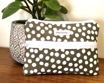 Makeup Cosmetic Pouch, Makeup Bag, Utility Purse, Travel Pouch, Double Zipper, Gift for Mum, Wife, Partner, Friend, Printed, Plain, Lined