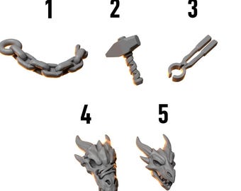 Anvil Wardens Basing Bits (5er Set) 16K | 24K UHD von Greytide Studios Umwandlung #3 | Flammenschmiede | Herolde | Ritter Drache | Düster