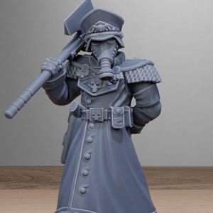 GrimGuard Axe Captain + Bas(er) 16K | 12K UHD-utskrifter av StationForge | Skyttegravskrigföring | Skandalinfanteri | Void Guard Templar