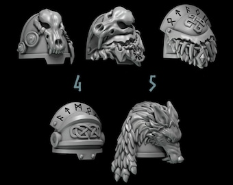 Primal Beasts Wolves [schouders #1] Elite-upgradekit (set van 5) - | Kitbash | Proxy | Wolfswacht | Loopgraafridders | Noorse Vikingen |