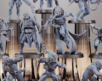 GrimGuard Bounty Hunters (Set of 10) + Base(s) 16K | 12K UHD Prints by StationForge | Trench Warfare | Rogue Infantry | Void Guard Templar