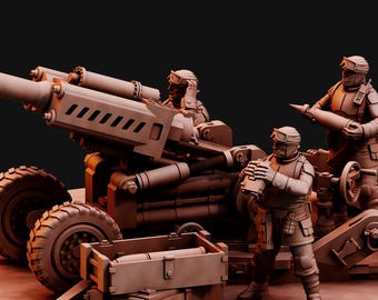 Desert Hawks Artillery Regiment Howitzer + Base(s) by Red Pilgrim Miniatures - | Grimdark Future | Legion | Trench Guards | Zealot Templars