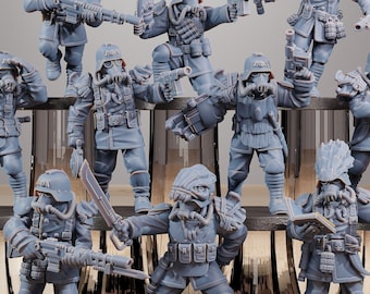 GrimGuard Xenarid Hunters（10体セット）+ベース 16K | StationForge製 12K UHDプリント | 塹壕戦 | ローグ歩兵 | ヴォイドガード・テンプラー