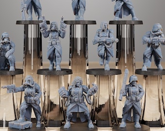 GrimGuard Sisters of War (lot de 10) + socle(s) 16 carats | Impressions 12K UHD par StationForge | Guerre de tranchées | Infanterie rebelle | Templier de la Garde du Vide