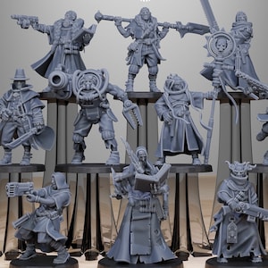 GrimCorp Mercenaries (Set of 10) + Base(s) 16K | 12K UHD Prints by StationForge Miniatures | Imperium | Agents | Inquisitors | Rogue Trader