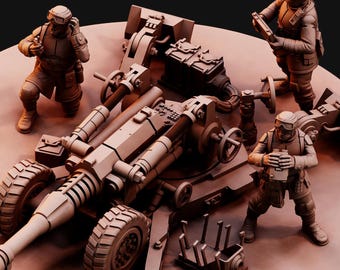 Desert Hawks Artillery Regiment Heavy Laz + Base(s) by Red Pilgrim Miniatures - | Grimdark Future | Legion | Trench Guards | Zealot Templars