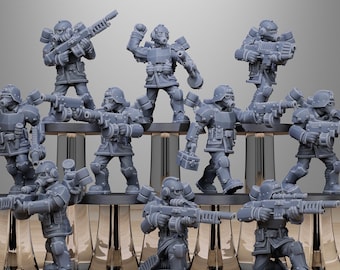GrimGuard Aero Trooper (Set of 10) + Base(s) 16K | 12K UHD Prints by StationForge | Trench Warfare | Rogue Infantry | Void Guard Templar