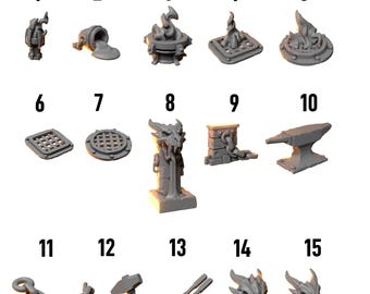 Anvil Wardens Basing Bits (5er Set) 16K | 24K UHD von Greytide Studios Umwandlung #4 | Flammenschmiede | Herolde | Ritter Drache | Düster