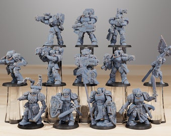 Sokrates Legion Verstärkungen (12 Modelle) + Basis(n) von StationForge | 8K Druck | Raum Krieger | Jetpack | Kaiserliche Marine | Grimmdark Zukunft |