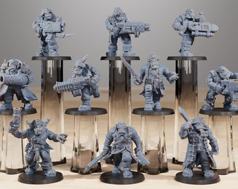 Orkaz Pirates (Set of 10) + Base(s) by StationForge | 8K Resin Printed Miniatures | Grimdark | Space Orks | Greenskins | Orc | Goblins