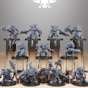 Gobs Berserkers (Set of 11) + Base(s) by StationForge | 8K Resin Printed Miniatures | Grimdark | Space Orks | Greenskins | Orc | Goblins