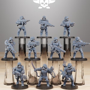 GrimGuard Commandos (Set of 10) + Base(s) by StationForge - Grimdark Future | Sci-fi | Wargames | Miniature Proxy | Imperial Guardsmen