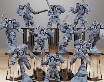 Sokrates Legion Deviatoren (10 Modelle) + Basis(n) von StationForge | 8K Druck | Raum Krieger | Jetpack | Kaiserliche Marine | Grimmdark Zukunft |