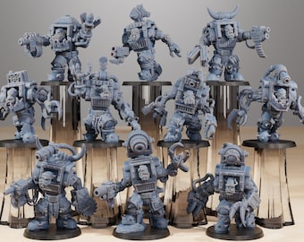 Orkaz Steel Brutes (Set of 10) + Base(s) by StationForge | 8K Resin Printed Miniatures | Grimdark | Space Orks | Greenskins | Orc | Goblins