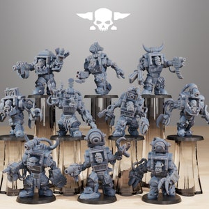 Orkaz Steel Brutes (Set of 10) + Base(s) by StationForge | 8K Resin Printed Miniatures | Grimdark | Space Orks | Greenskins | Orc | Goblins