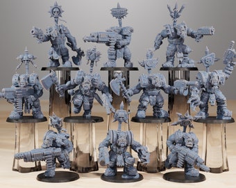 Orc SkullKrushers (Set of 10) + Base(s) by StationForge | 8K Resin Printed Miniatures | Grimdark | Space Orc | s | Orc | Goblins