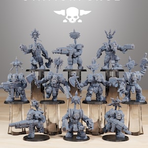 Orkaz SkullKrushers (Set of 10) + Base(s) by StationForge | 8K Resin Printed Miniatures | Grimdark | Space Orks | Greenskins | Orc | Goblins