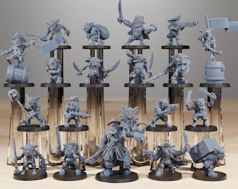 Orkaz Gob Pirates (Set of 19) + Base(s) by StationForge | 8K Resin Printed Miniatures | Grimdark | Space Orks | Greenskins | Orc | Goblins