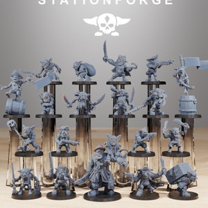 Orkaz Gob Pirates (Set of 19) + Base(s) by StationForge | 8K Resin Printed Miniatures | Grimdark | Space Orks | Greenskins | Orc | Goblins