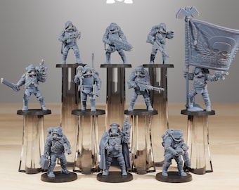 Cuirassés GrimGuard + Base(s) 16K | Impressions 12K UHD par StationForge | Guerre de tranchées | Infanterie rebelle | Templier de la Garde du Vide